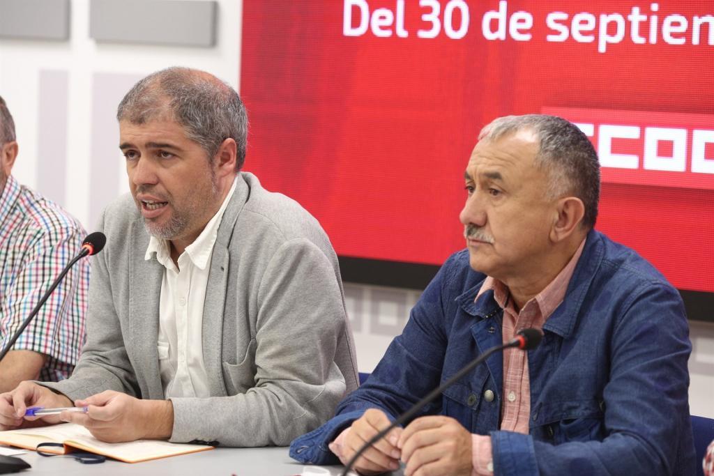 Unai Sordo i Josep Álvarez de CCOO i UGT