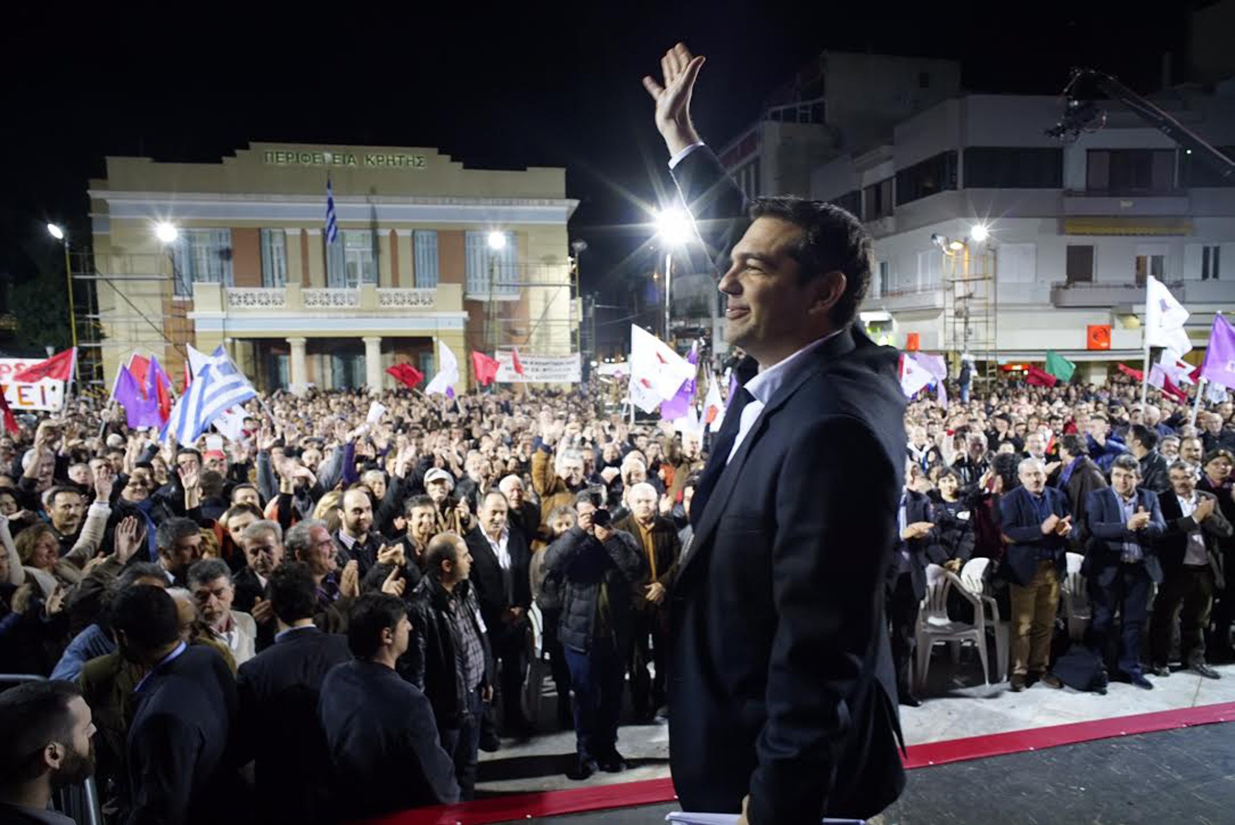 Alexis Tsipras, líder de Syriza, celebrant la victòria electoral