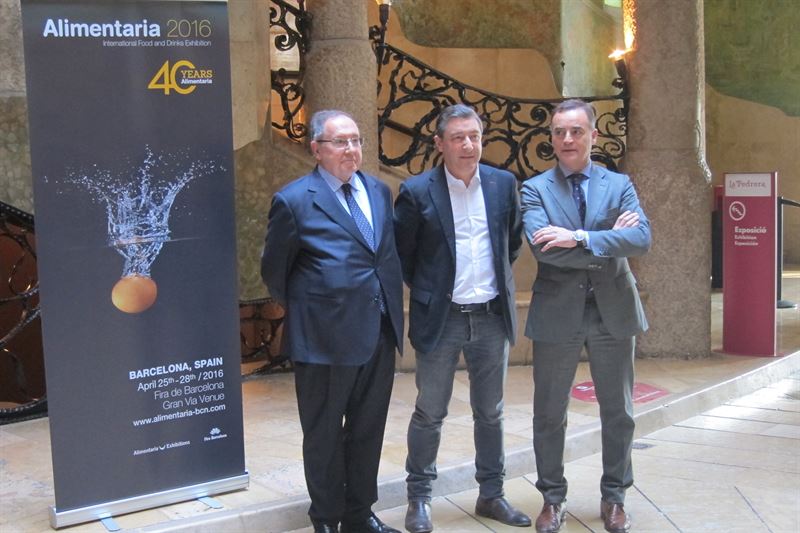 Bonet, Roca i Valls a la presentació de l'Alimentària 2016 a la Pedrera